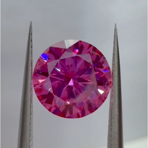 Муассанит 2 мм ~0,031 карата Цвет: розовый Огранка: Круглая КР57 (бриллиантовая)